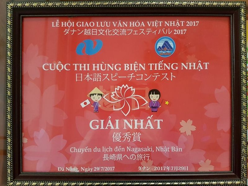 Bằng khen Cuộc thi hùng biện tiếng Nhật tại Đà Nẵng Bằng khen Cuộc thi hùng biện tiếng Nhật tại Đà Nẵng